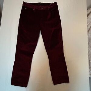 7 For All Mankind Maroon Burgundy Velvet Women's Skinny Jeans Size 28 $198.